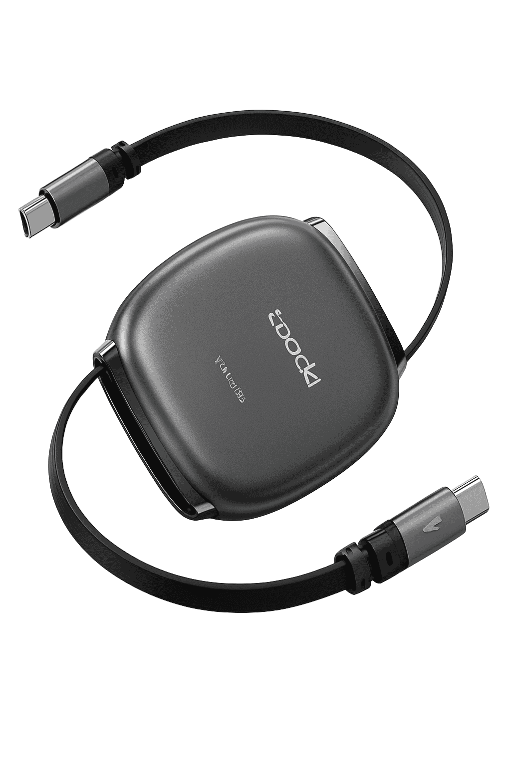 100W Retractable USB-C Fast Charging Cable with Magnetic Storage-Grey / 1m