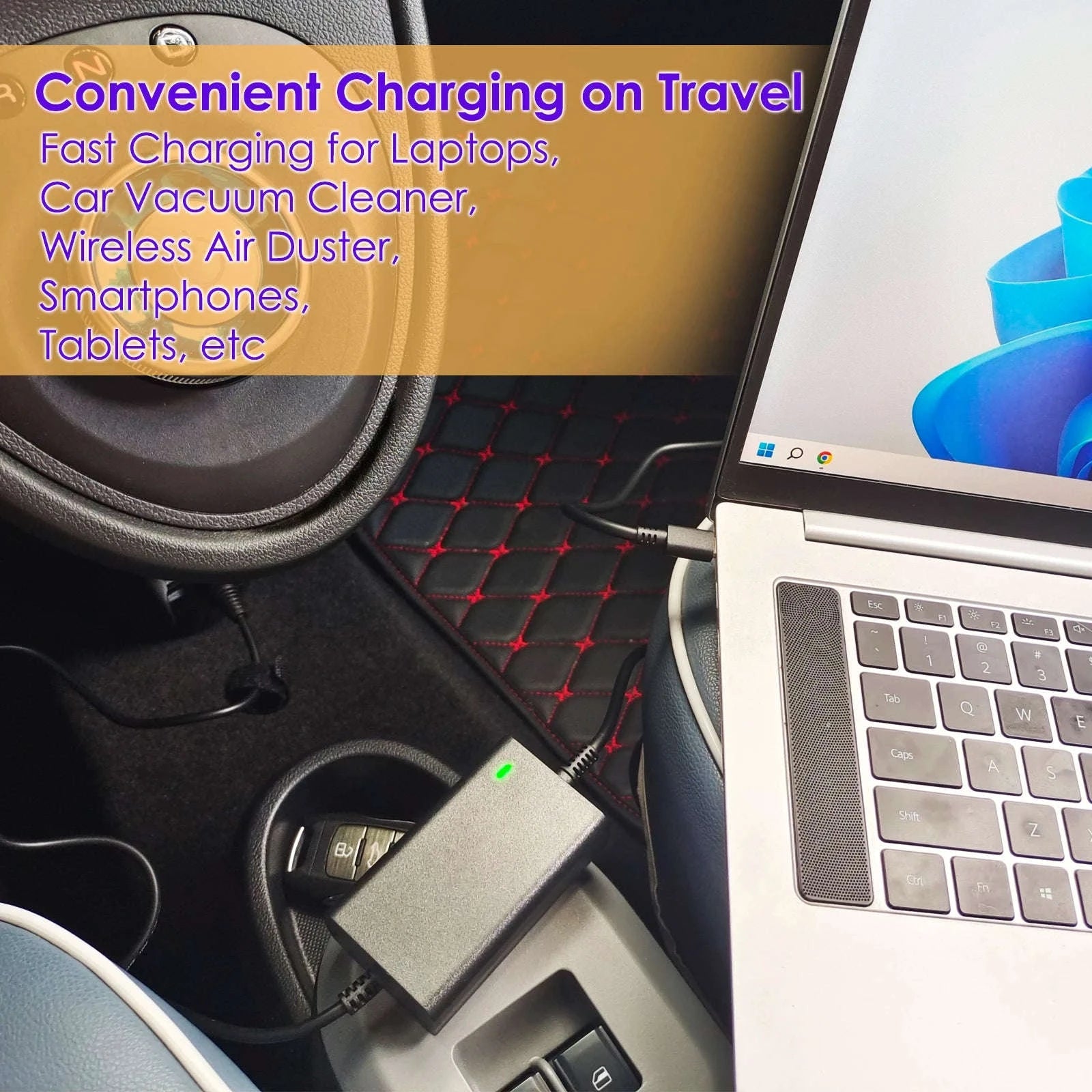 100W Universal Car Charger USB-C PD 12V-24V-100W USBC DC