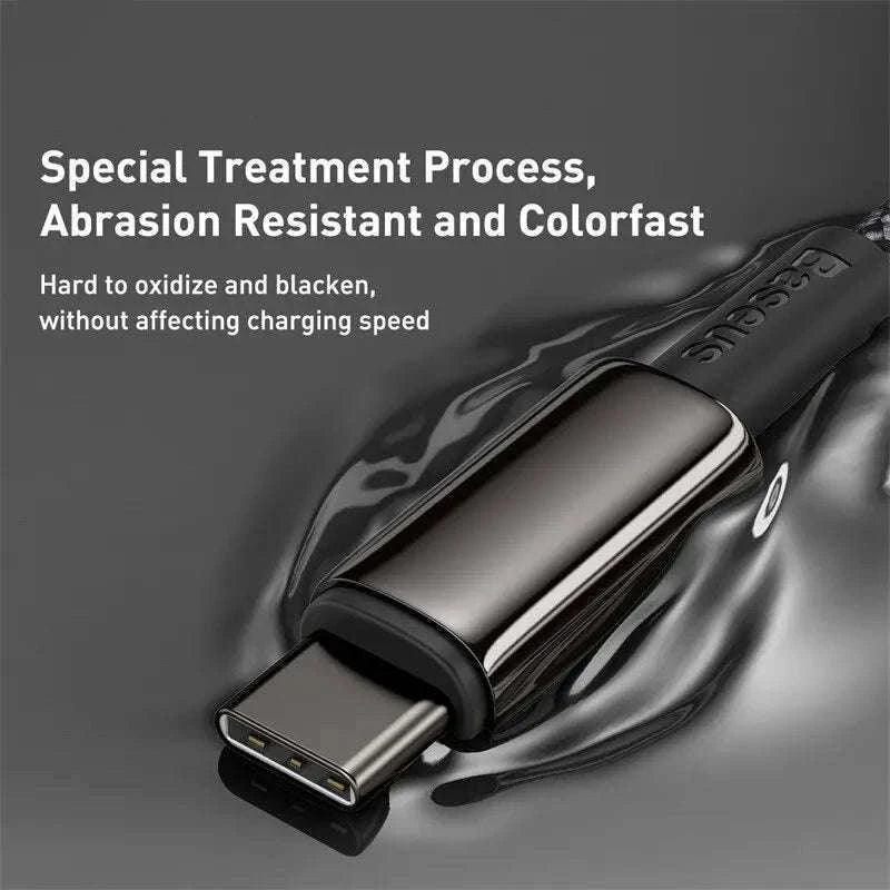 100W USB-C Fast Charging Cable for iPhone 15, MacBook, Samsung-Black / 2m