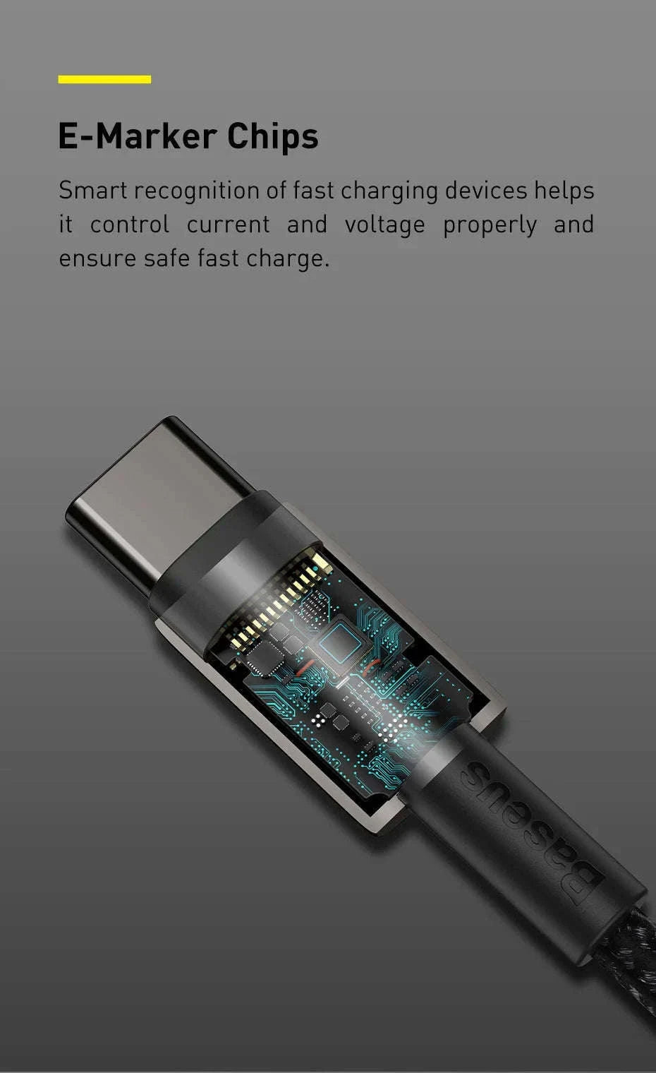 100W USB-C Fast Charging Cable for iPhone 15, MacBook, Samsung-Black / 2m
