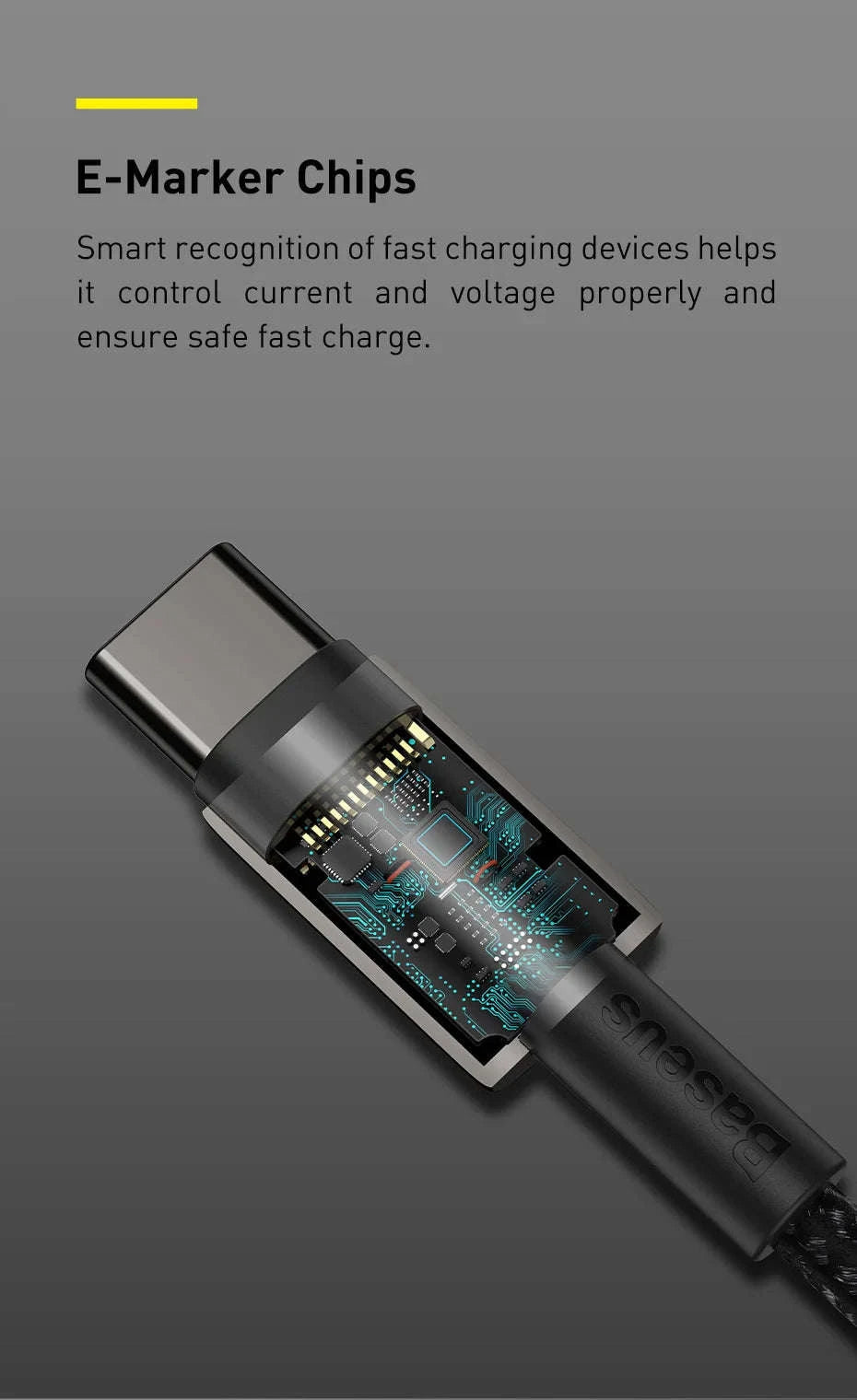 100W USB-C Fast Charging Cable for iPhone 15, MacBook, Samsung-Black / 2m