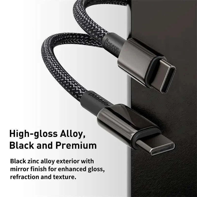 100W USB-C Fast Charging Cable for iPhone 15, MacBook, Samsung-Black / 2m
