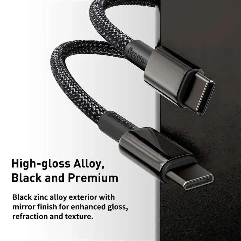 100W USB-C Fast Charging Cable for iPhone 15, MacBook, Samsung-Black / 2m
