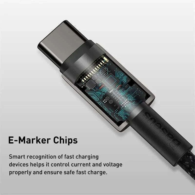100W USB-C Fast Charging Cable for iPhone 15, MacBook, Samsung-Black / 2m