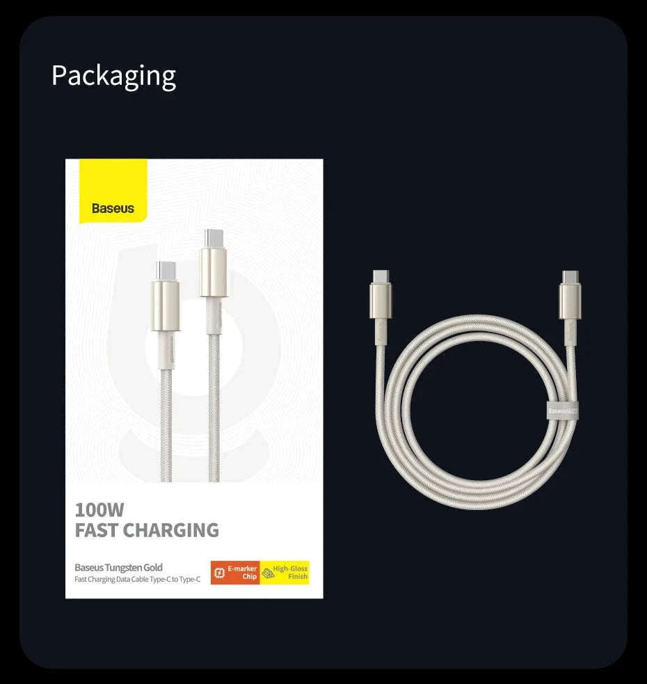 100W USB-C Fast Charging Cable for iPhone 15, MacBook, Samsung-Black / 2m