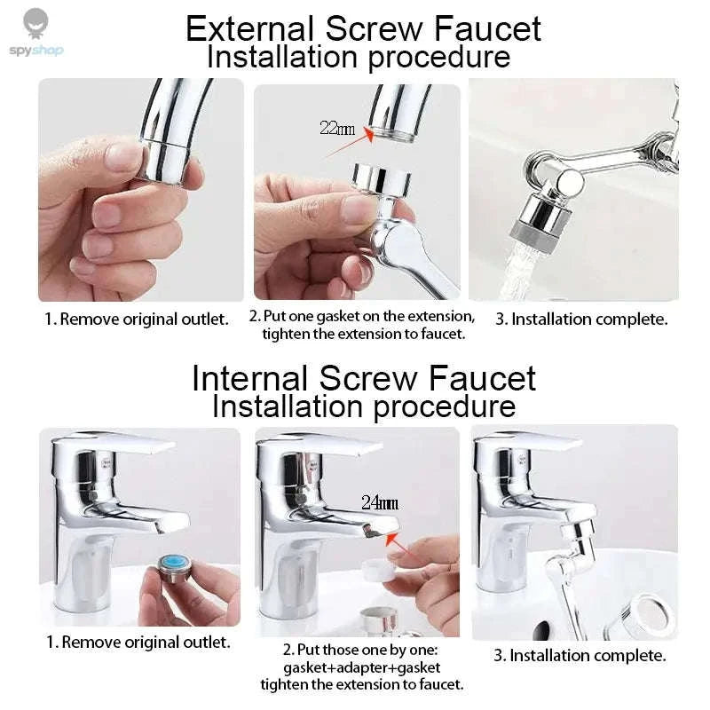 1080° Rotatable Faucet Sprayer Head – Multi‑Angle Control and Dual Water Modes-Double Mode