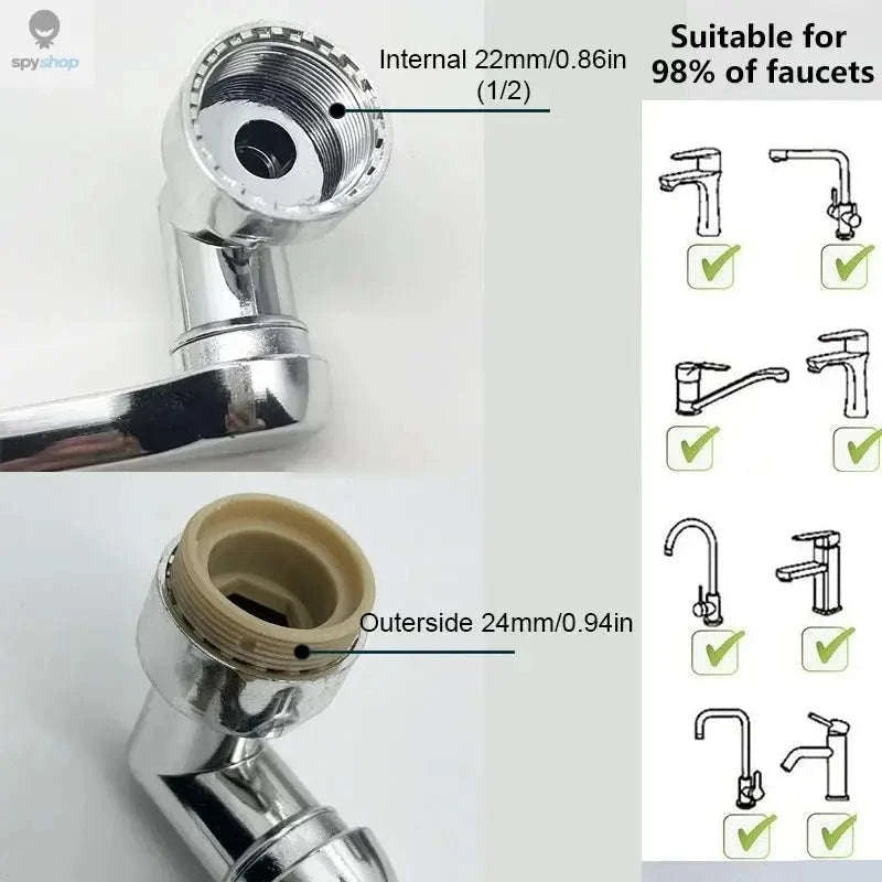 1080° Rotatable Faucet Sprayer Head – Multi‑Angle Control and Dual Water Modes-Double Mode