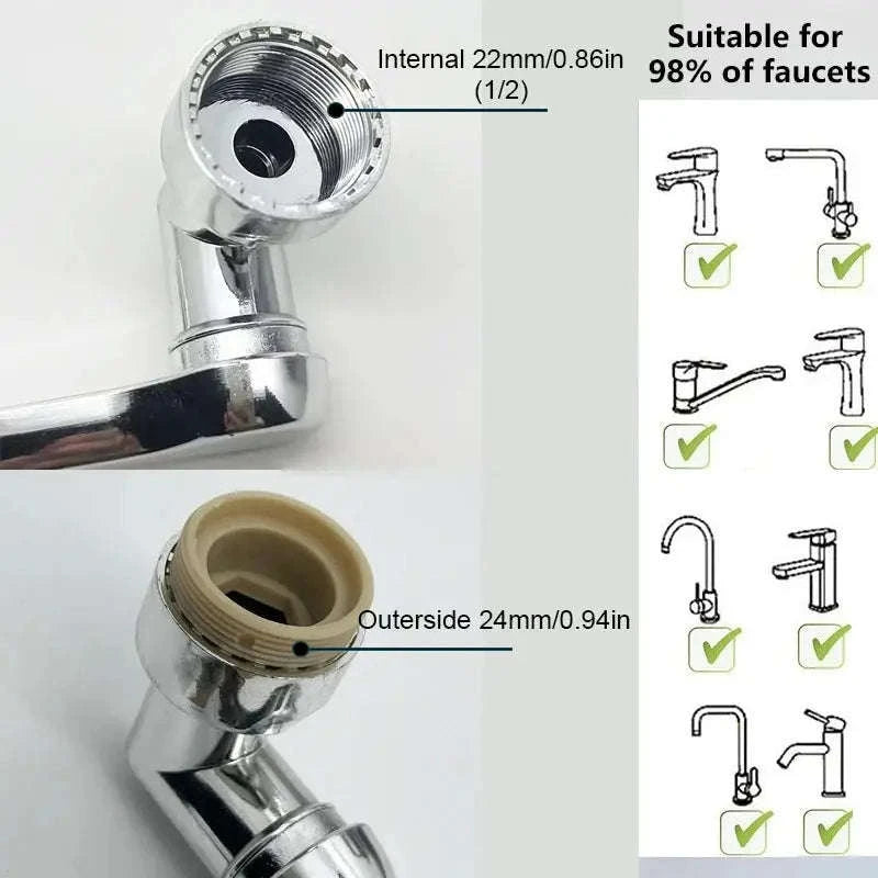 1080° Rotatable Faucet Sprayer Head – Multi‑Angle Control and Dual Water Modes-Double Mode