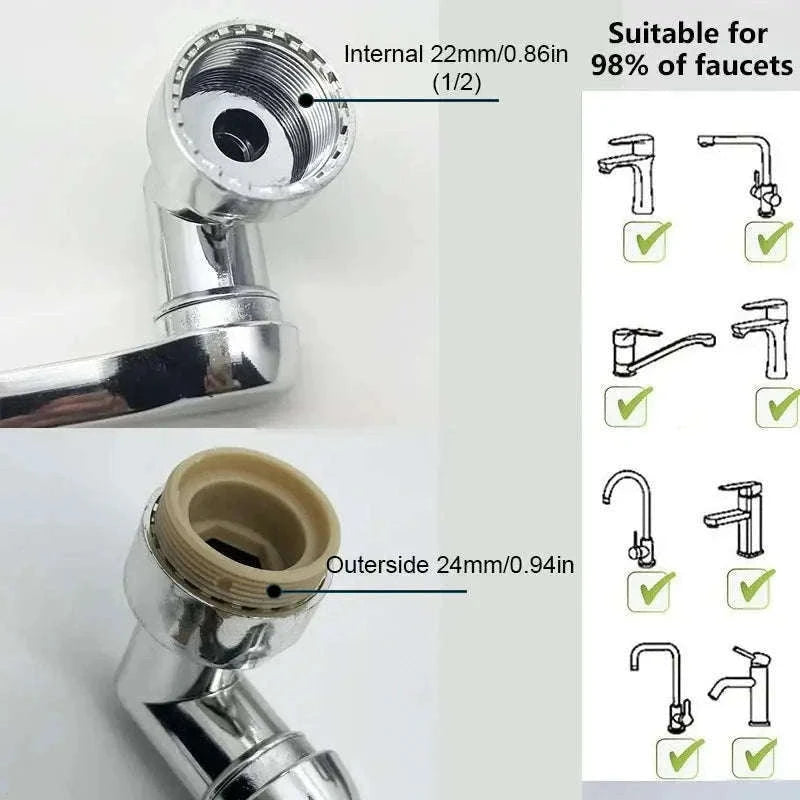 1080° Rotatable Faucet Sprayer Head with Dual Water Modes-Double Mode