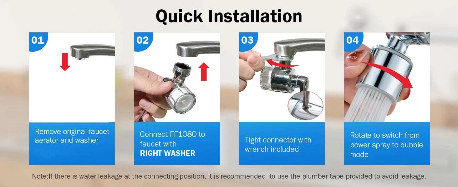 1080° Rotating Faucet Filter with 5-Stage Filtration & Spray Modes-1xHost and 9xfilters / China Mainland