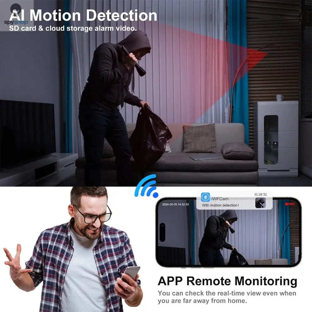 1080P HD Mini Camera WiFi Security IP Reomote Monitoring Body Cam 360° Rotatable Lens Night Vision Small Camcorder Espia Alarm Spy-shop.com