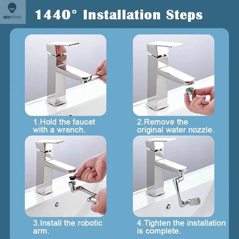1080° Universal Rotation Faucet Extender Kitchen Robot Arm Extension Faucets Mixer Aerator Head Bubbler Water Tap Nozzle Spy-shop.com