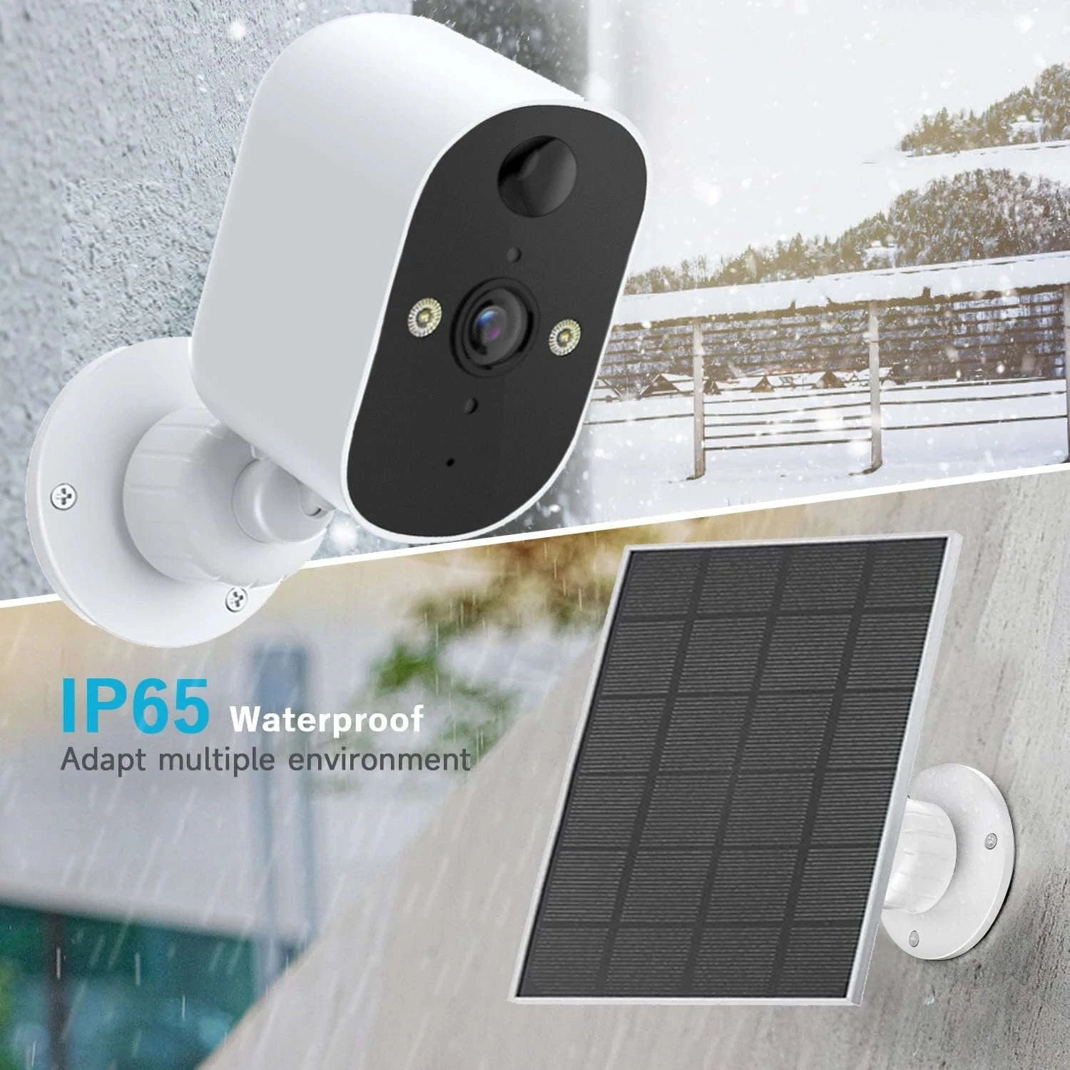1080P 2-Pack Solar Security Camera Wireless Outdoor Battery Powered-2Pack Cam NO Card / UK Plug