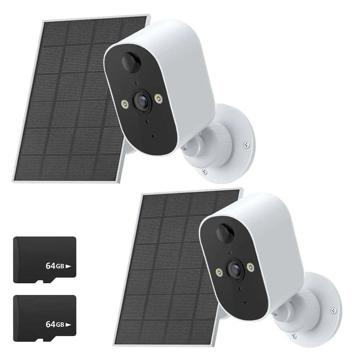 1080P 2-Pack Solar Security Camera Wireless Outdoor Battery Powered-2Pack Cam NO Card / UK Plug