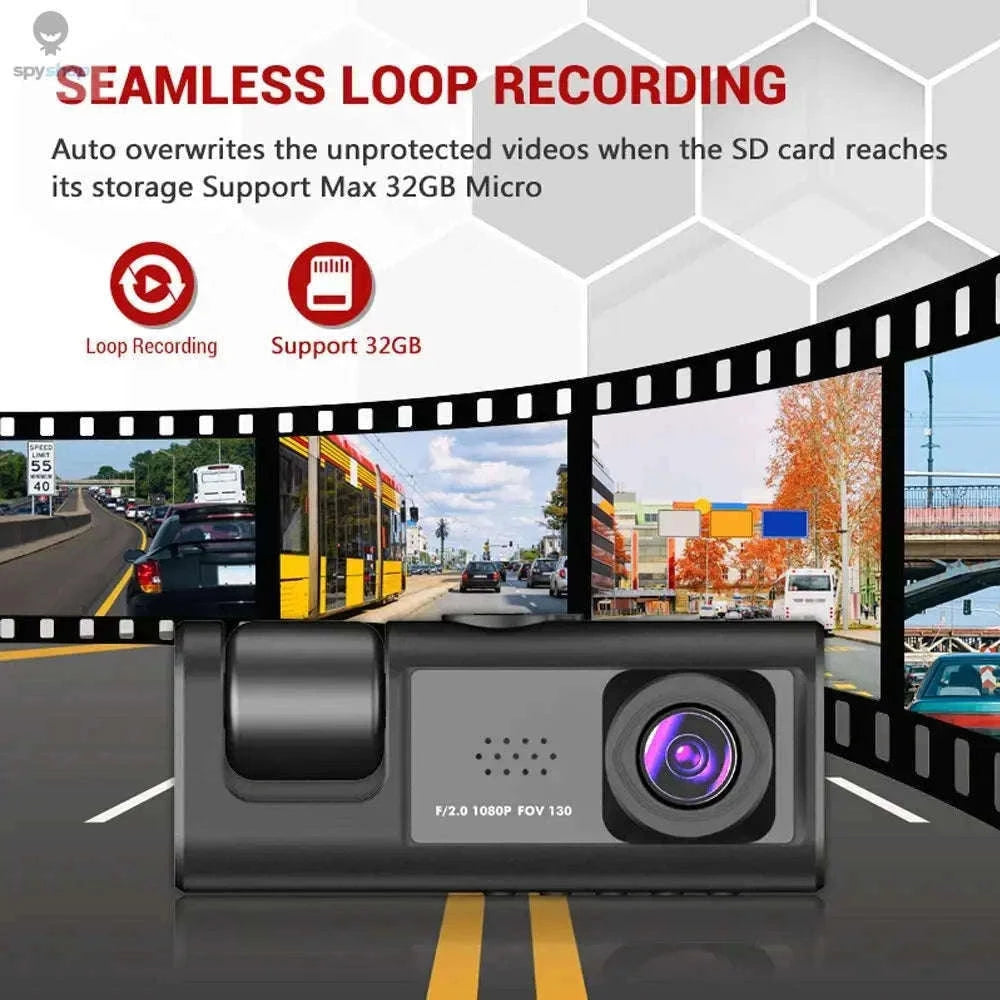 1080P 3-Camera Dash Cam with IR Night Vision-Y30A-no card
