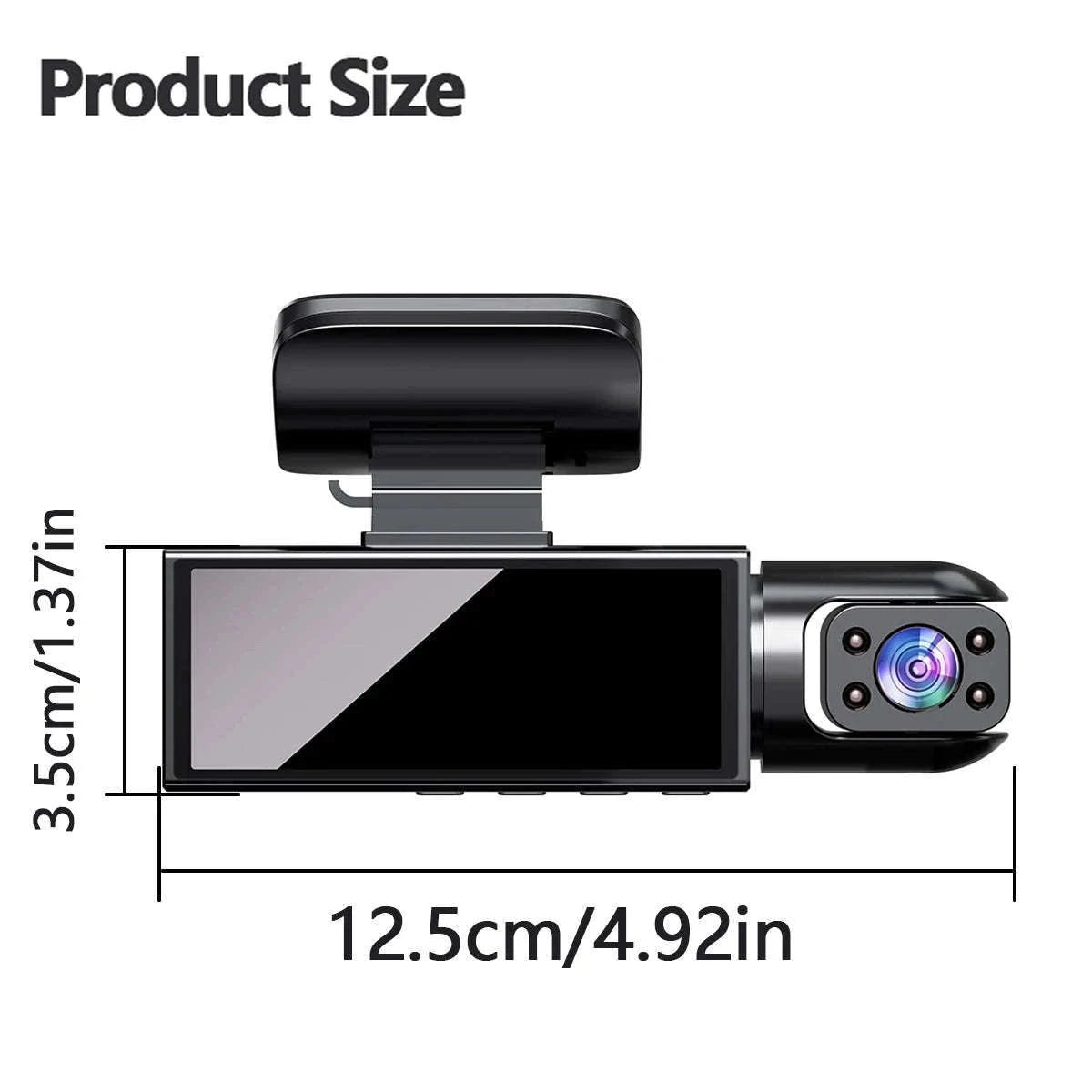 1080P 3-Channel Dash Cam with Front Rear Interior Recording-3-CH-Hardwire kit / No SD Card