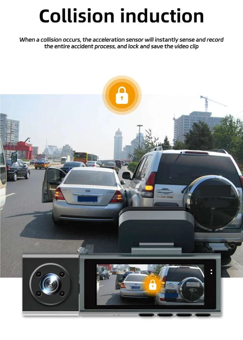 1080P 3-Way WiFi Dash Cam Front Inside Rear with Night Vision-front inside rear / United States