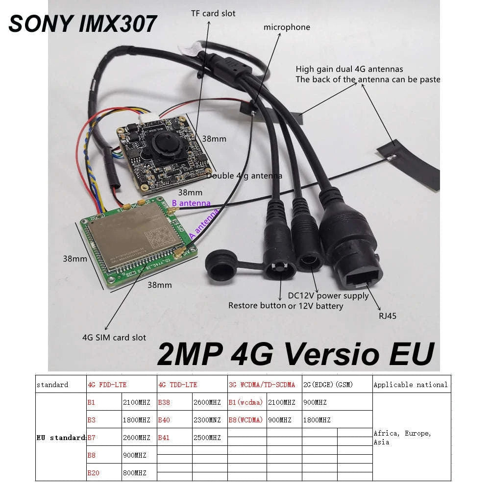 1080P 5MP 4G Camera Module with Motion Detection Alert-2MP 4G 2.8mm lens