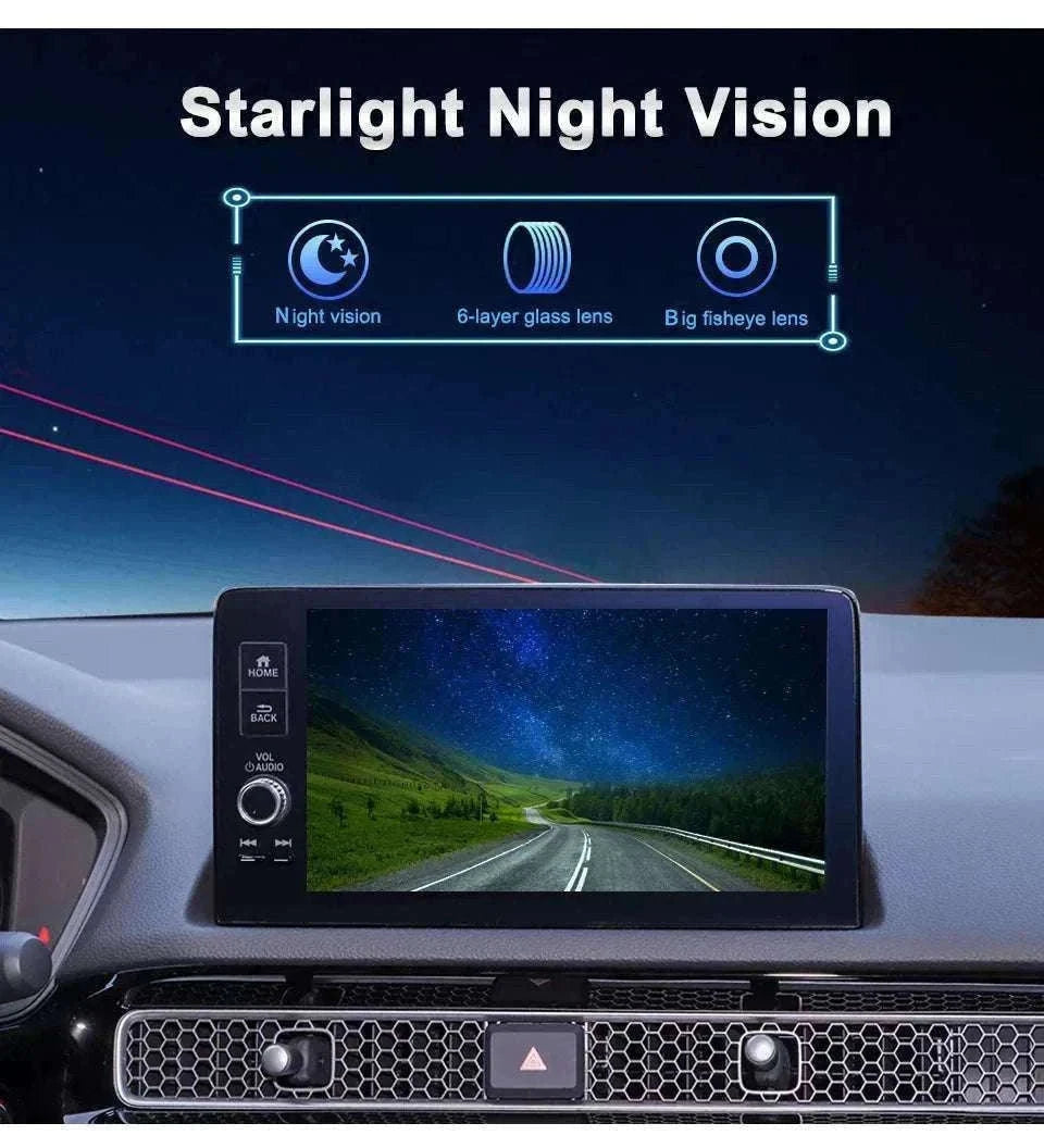 1080P AHD Car Rear View Camera with 180° Fisheye Night Vision-White