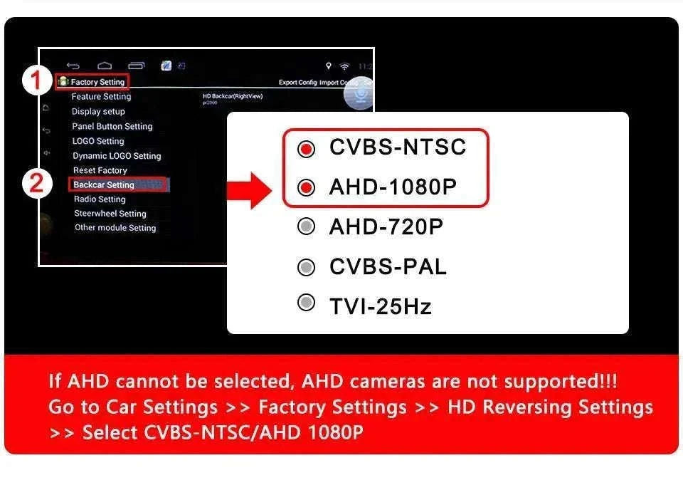 1080P AHD Car Rear View Camera with 180° Fisheye Night Vision-White