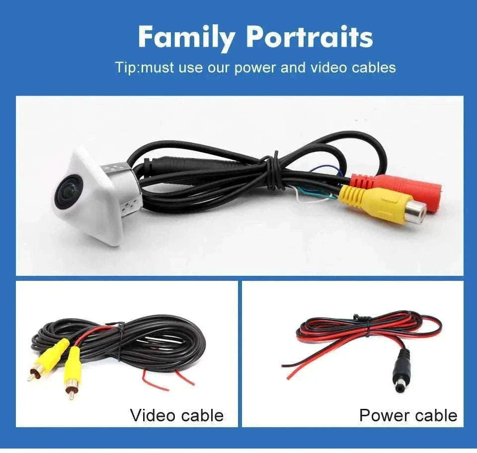 1080P AHD Car Rear View Camera with 180° Fisheye Night Vision-White