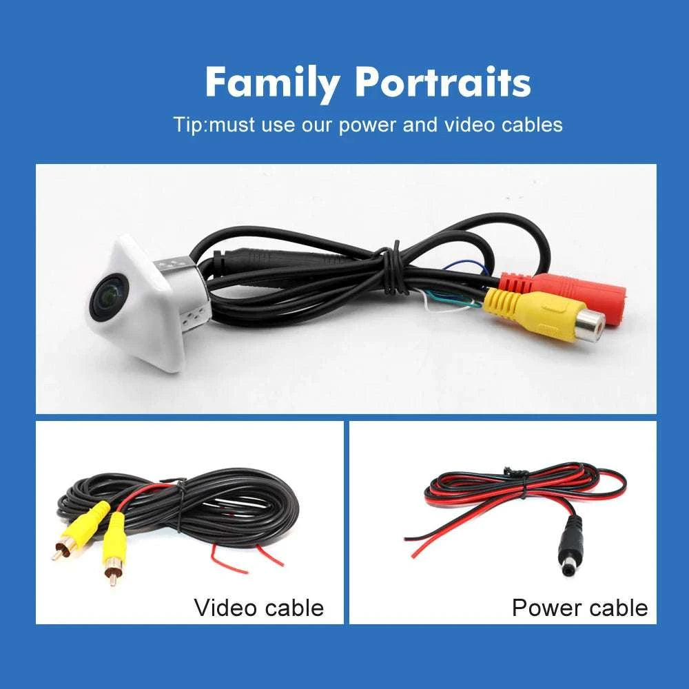 1080P AHD Car Rear View Camera with 180° Fisheye Night Vision-White