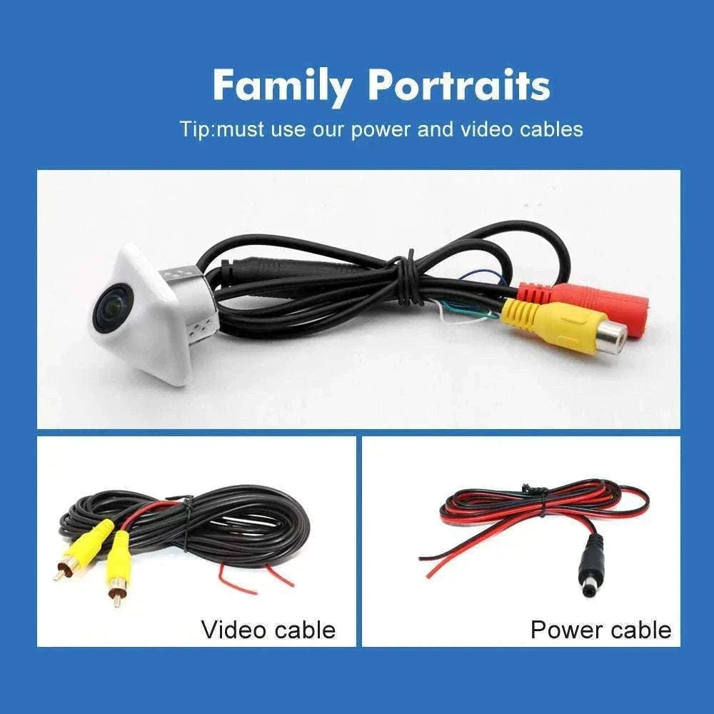 1080P AHD Car Rear View Camera with 180° Fisheye Night Vision-White