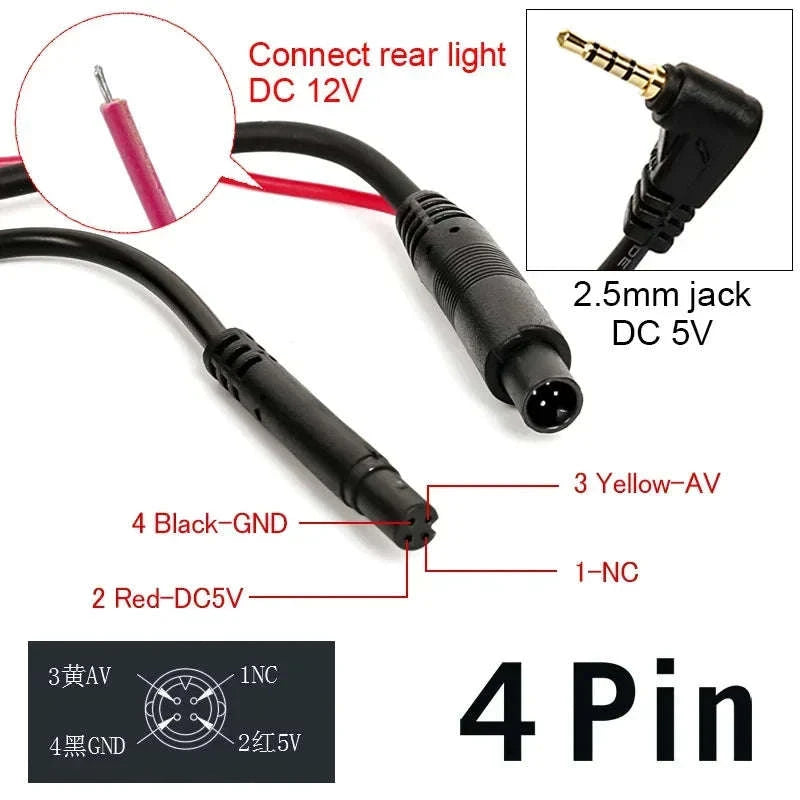 1080P AHD Car Rear View Camera with 4 Pin 2.5mm Jack Waterproof-10m AHD Camera