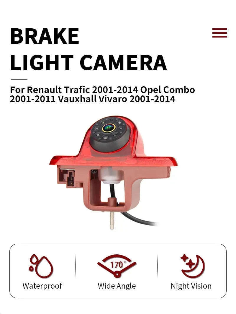1080P AHD Reverse Camera Brake Light for Trafic Vivaro Combo-CVBS720P-AHD1080P / 12 V