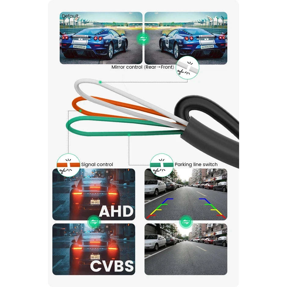1080P Car Front Rear View Backup Camera 170° Night Vision-Black / AHD1080P