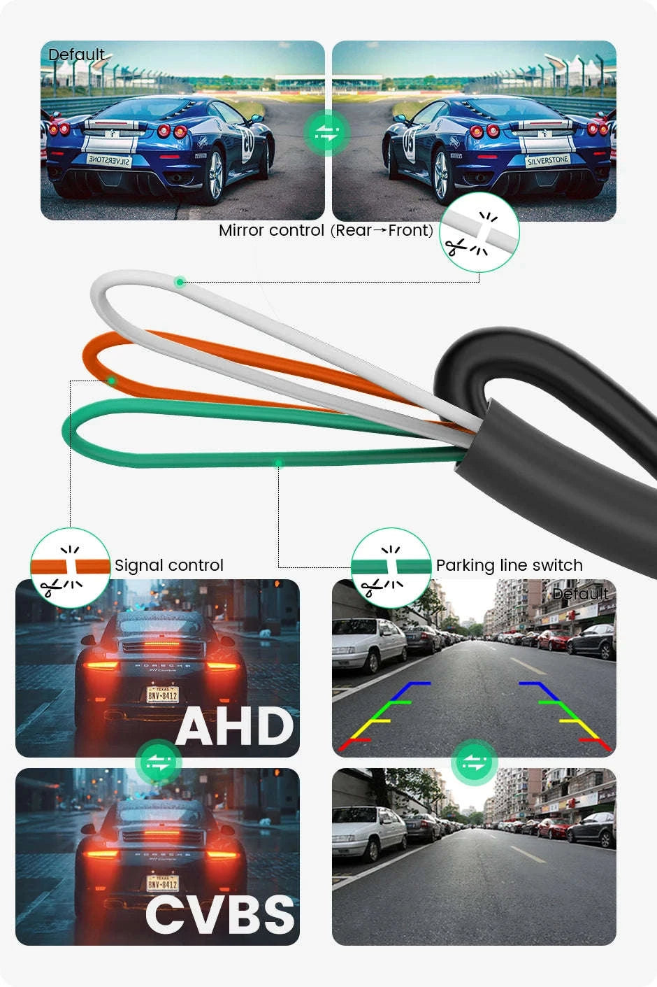 1080P Car Rear View Camera 170° Night Vision-White-AHD1080P