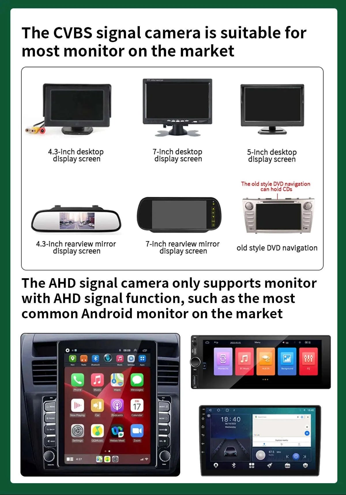 1080P Car Rear View Reverse Camera-AHD 1080P-CVBS / 12 V
