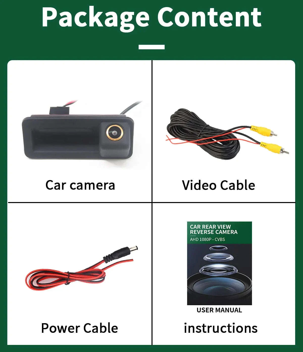 1080P Car Rear View Reverse Camera-AHD 1080P-CVBS / 12 V