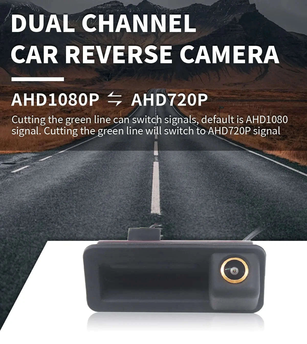 1080P Car Rear View Reverse Camera-AHD 1080P-CVBS / 12 V