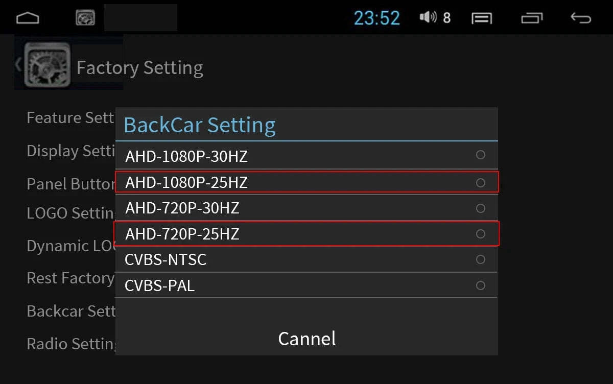 1080P Car Rear View Reverse Camera-AHD 1080P-CVBS / 12 V
