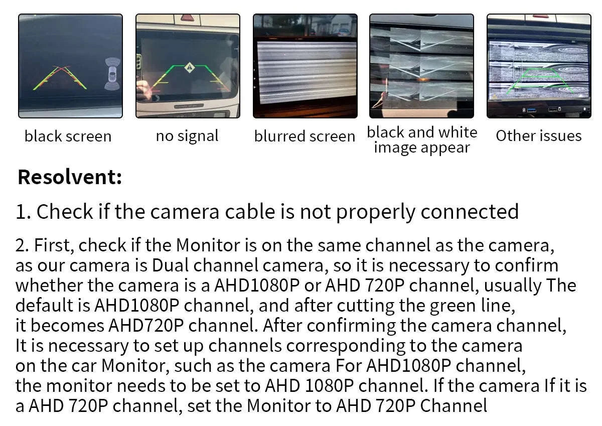 1080P Car Rear View Reverse Camera-AHD 1080P-CVBS / 12 V