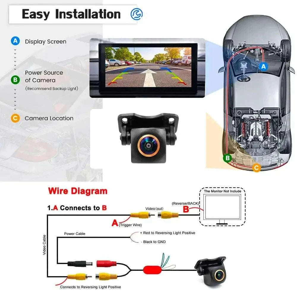 1080P Fisheye Backup Camera with 170° Wide View & Night Vision-C