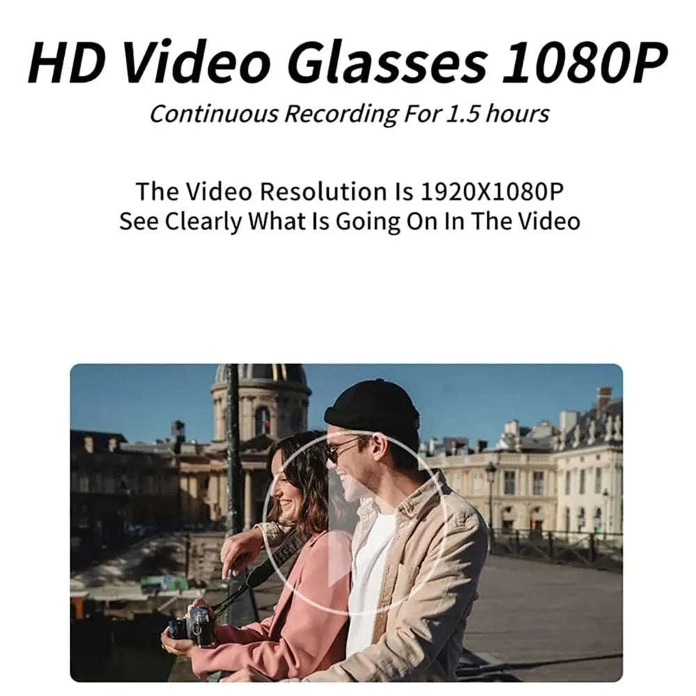 1080P HD Camera Glasses with Audio Recording and 120° Wide Angle-black / China Mainland