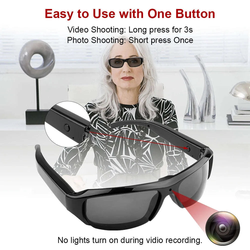 1080P HD Camera Glasses with Audio Recording and 120° Wide Angle-black / China Mainland