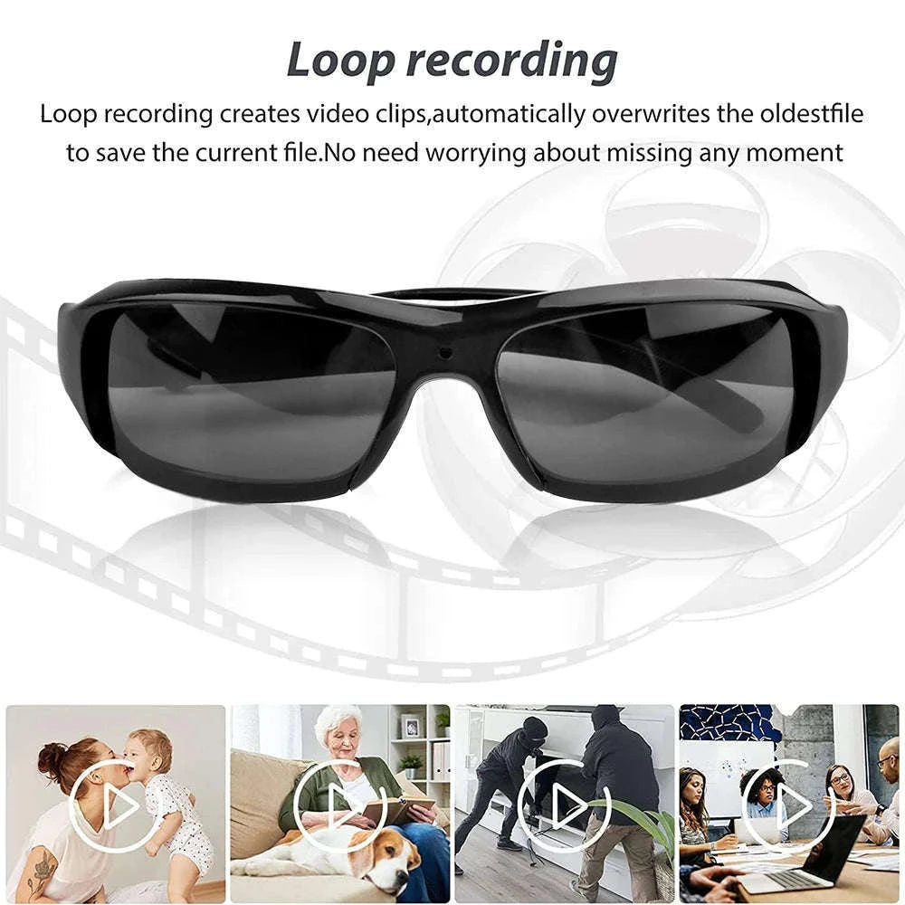 1080P HD Camera Glasses with Audio Recording and 120° Wide Angle-black / China Mainland