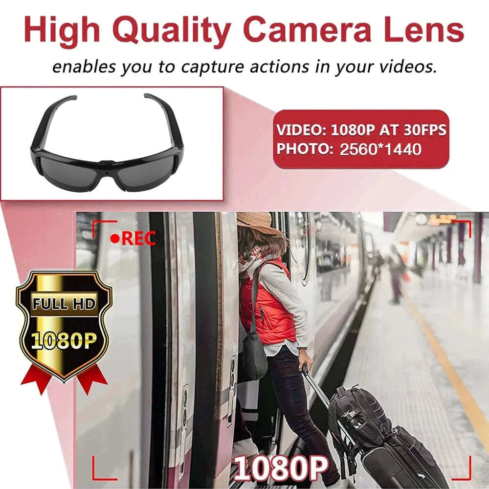 1080P HD Camera Glasses with Audio Recording and 120° Wide Angle-black / China Mainland