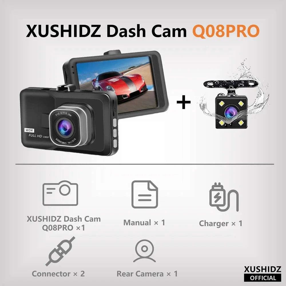 1080P HD Dash Camera Car DVR with Night Vision-Q08 / 16g
