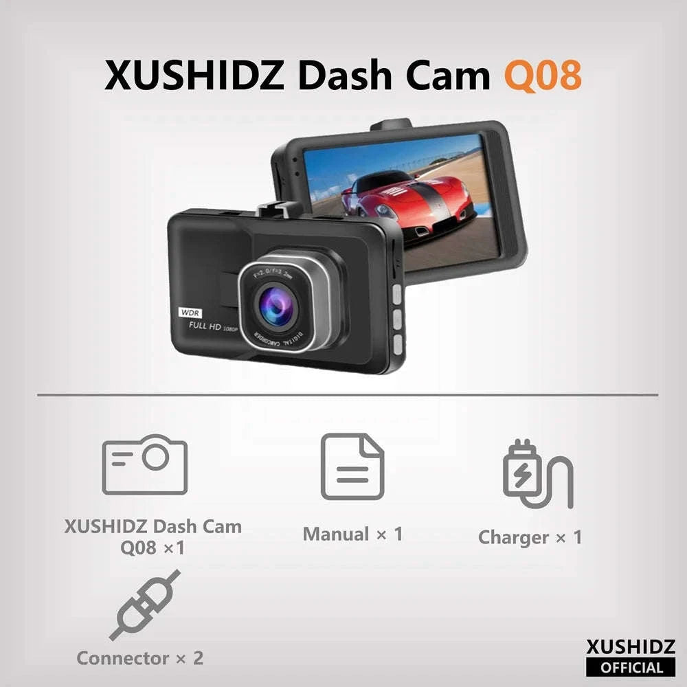 1080P HD Dash Camera Car DVR with Night Vision-Q08 / 16g