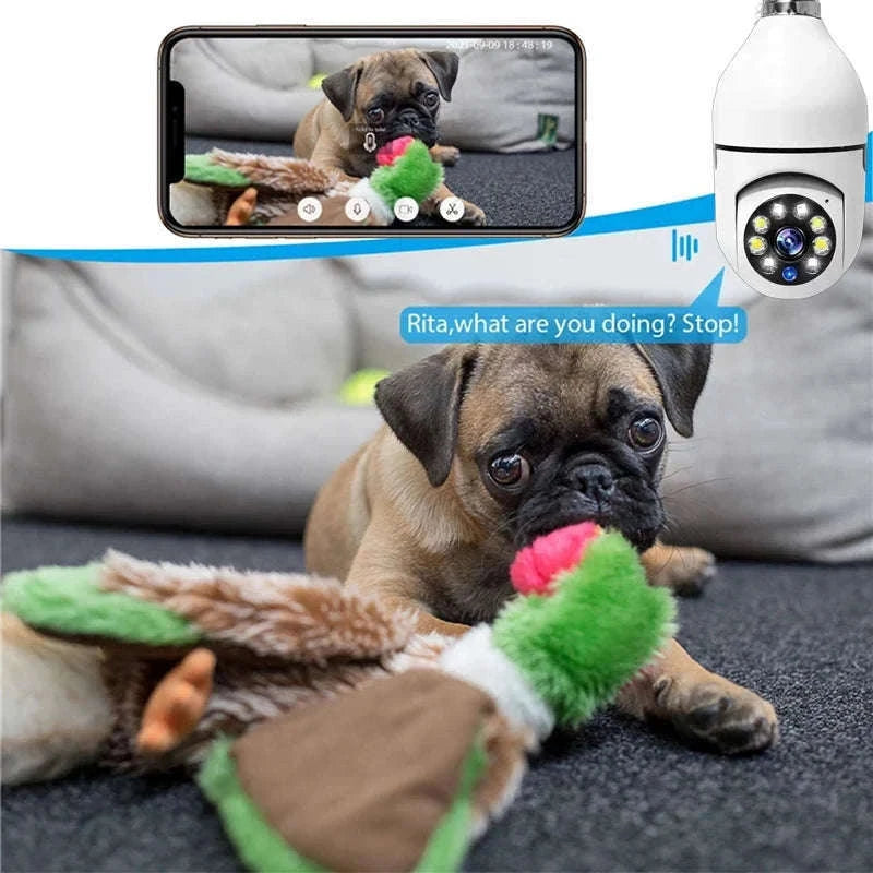 1080P HD E27 Bulb Security Camera WiFi for Home Monitoring-White