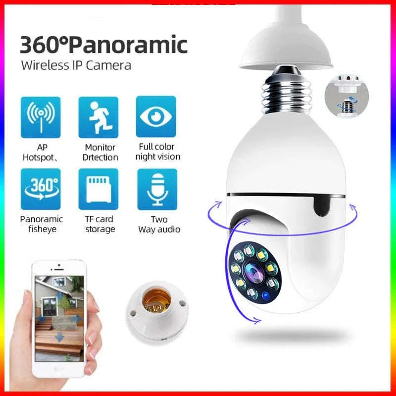 1080P HD E27 Bulb Security Camera WiFi-White