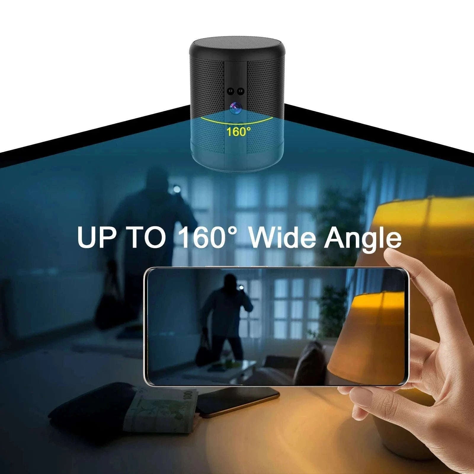 1080P HD Mini WiFi Camera Bluetooth Speaker with Night Vision-Black / only camera