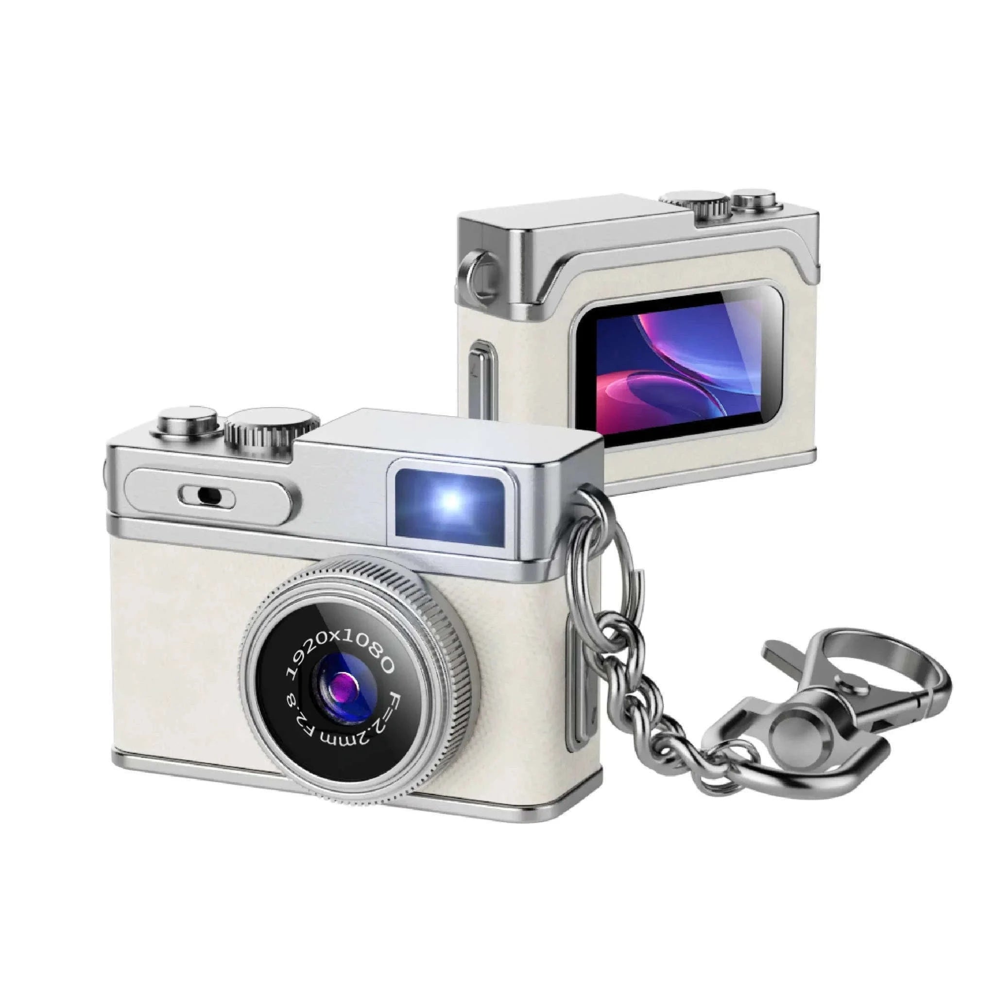 1080P HD Retro Thumb Camera Mini Keychain Wearable Recorder-G1 White / 8GB TF CARD