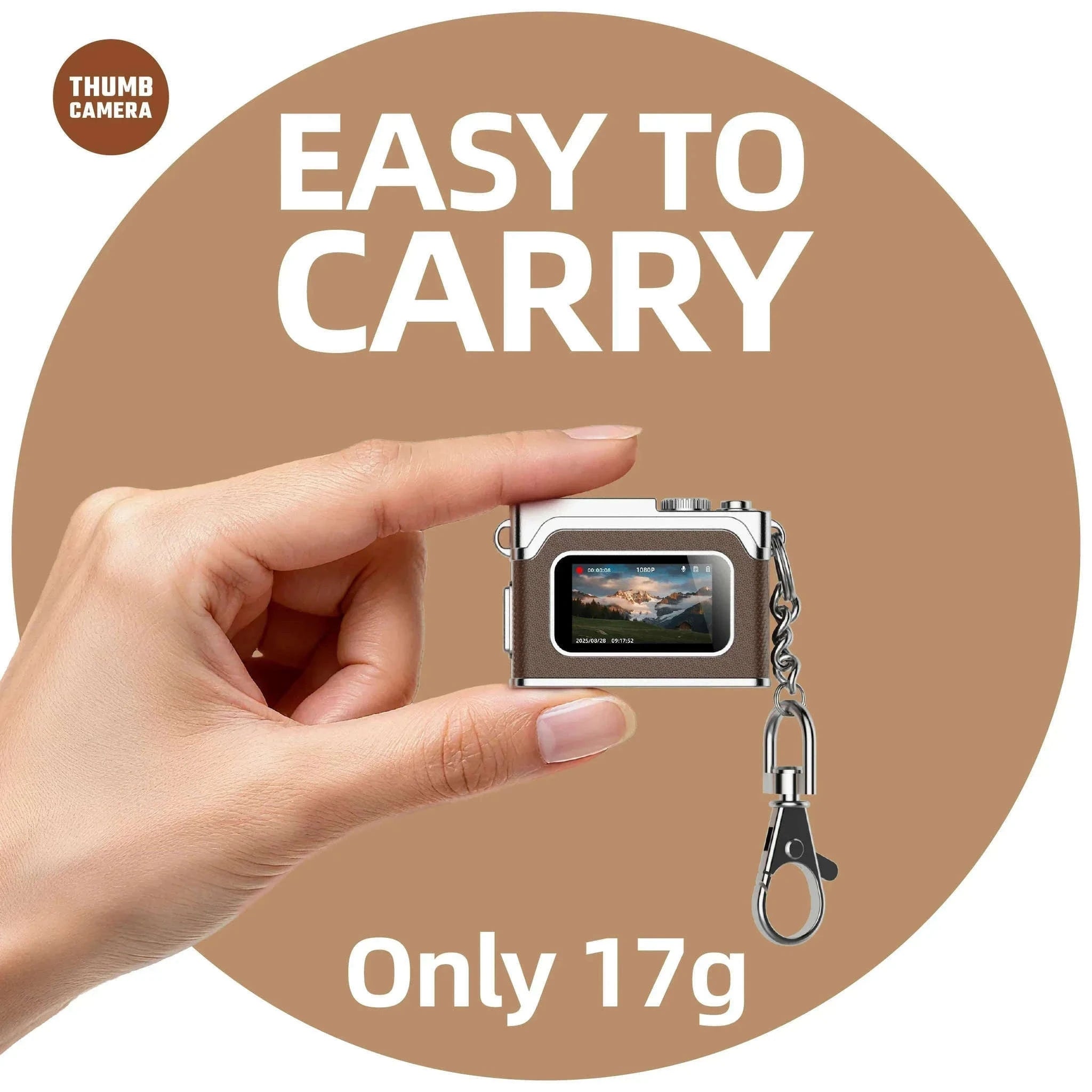 1080P HD Retro Thumb Camera Mini Keychain Wearable Recorder-G1 White / 8GB TF CARD