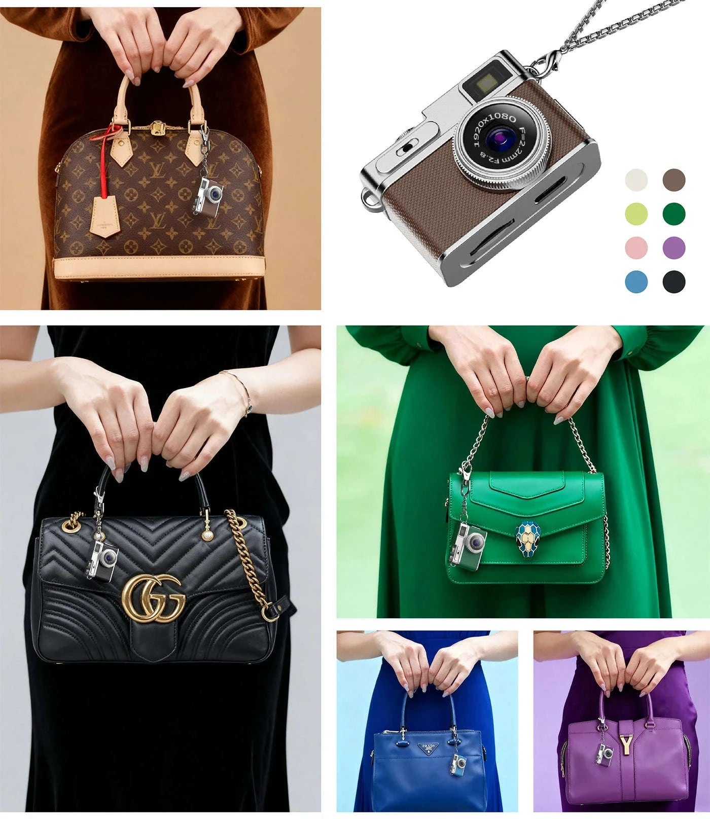 1080P HD Retro Thumb Camera Wearable Portable Mini Keychain Camera-G1 Brown / 32GB TF CARD