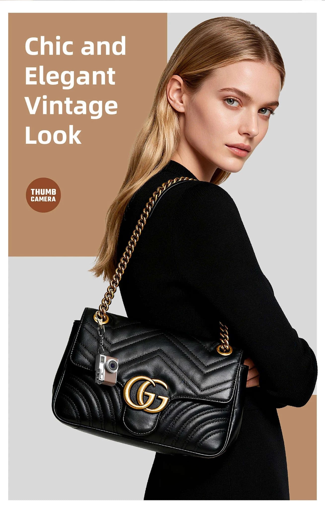 1080P HD Retro Thumb Camera Wearable Portable Mini Keychain Camera-G1 Brown / 32GB TF CARD